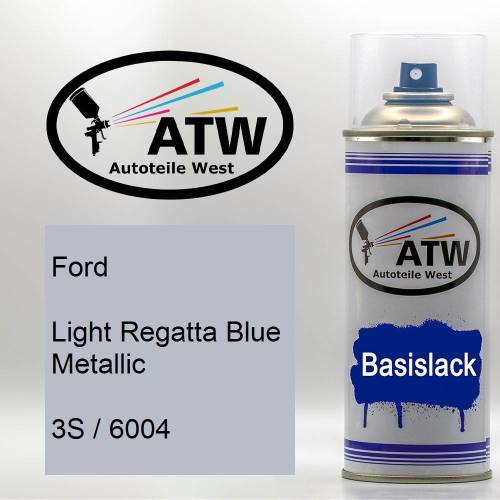 Ford, Light Regatta Blue Metallic, 3S / 6004: 400ml Sprühdose, von ATW Autoteile West.